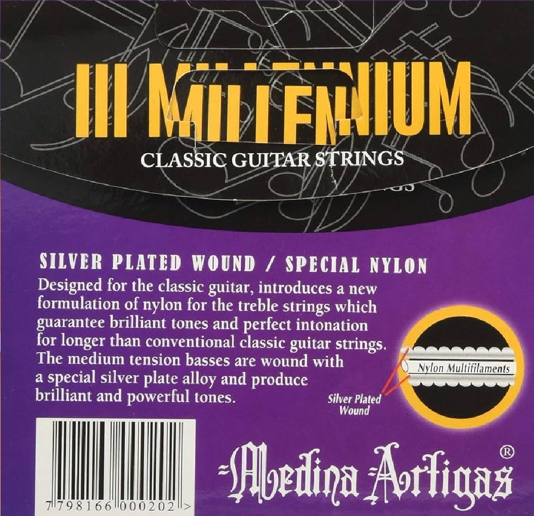 Set Cuerdas Guitarra Clásica Medina Artigas III Millennium 720, Medium Tension