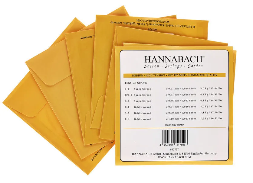Set Cuerdas Guitarra Clásica Hannabach Goldin 725 MHT, Medium/High Tension