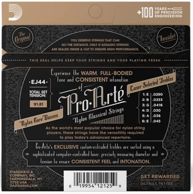 Set Cuerdas Guitarra Clásica D’Addario Pro-Arté EJ44, Extra High Tension