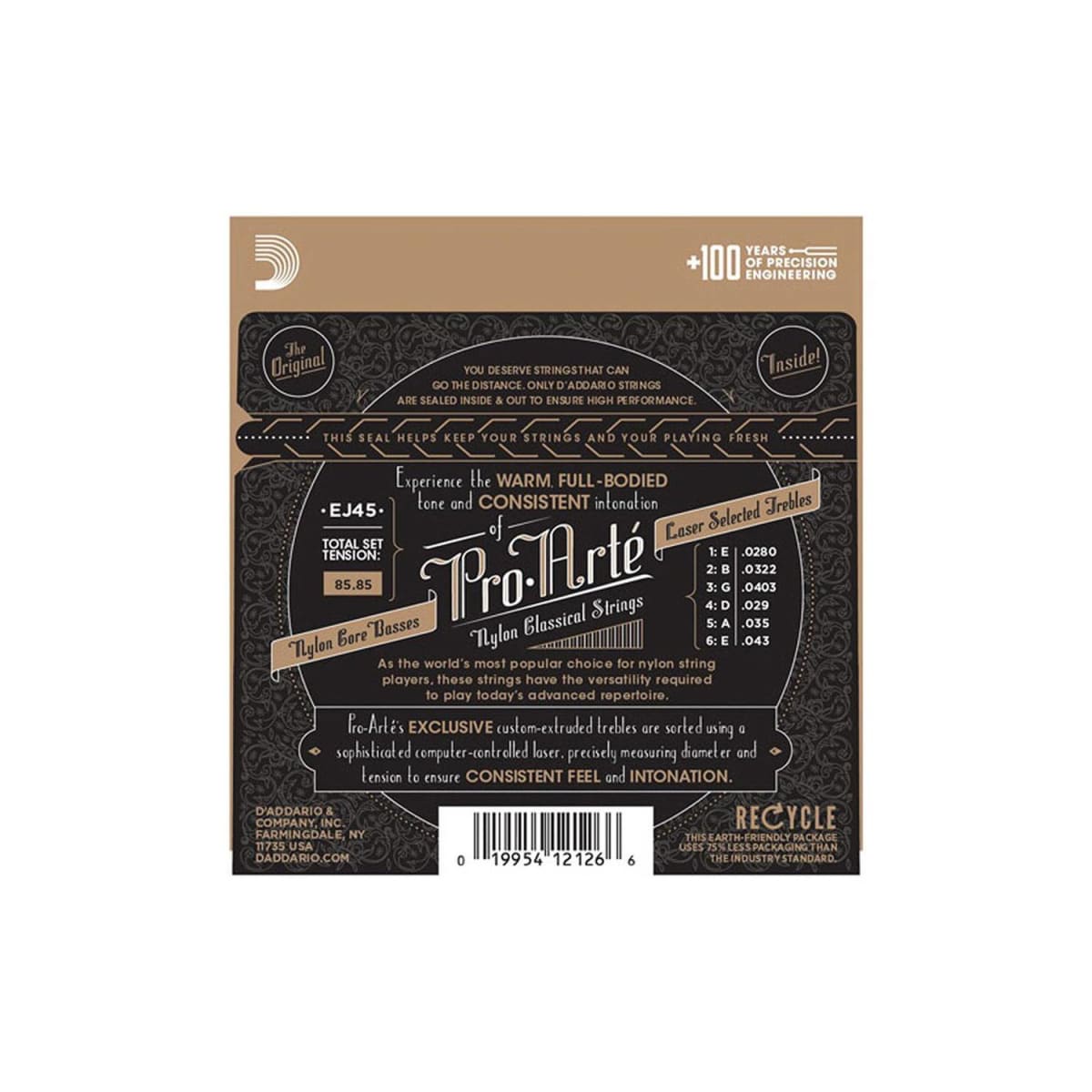 Set Cuerdas Guitarra Clásica ProArté EJ45, Medium Tension