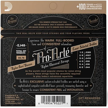 Set Cuerdas Guitarra Clásica ProArté EJ48, High Tension
