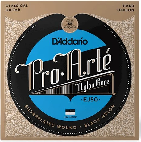 Set Cuerdas Guitarra Clásica ProArté EJ50, High Tension Black Nylon