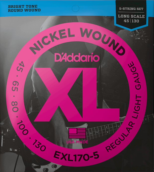 Set Cuerdas Bajo Eléctrico D'Addario EXL170-5, 45-130 Cinco cuerdas
