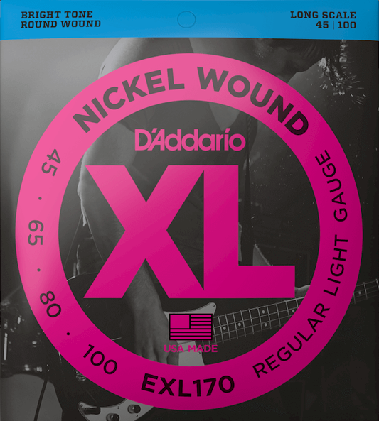 Set Cuerdas Bajo Eléctrico D'Addario EXL170, 045-100 Cuatro Cuerdas
