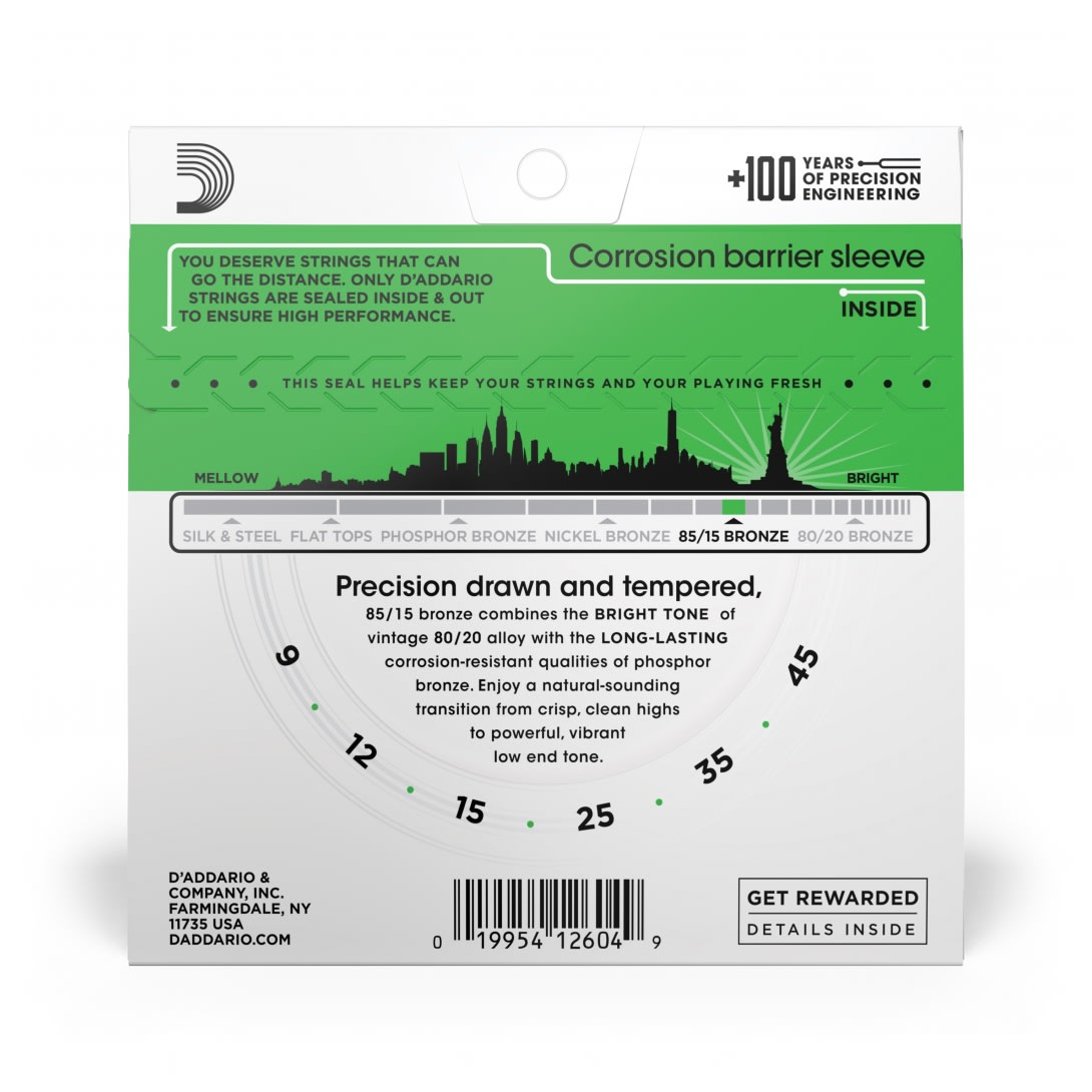 Set Cuerdas Guitarra Acústica D'Addario EZ890, 9-45 Super Light 85/15