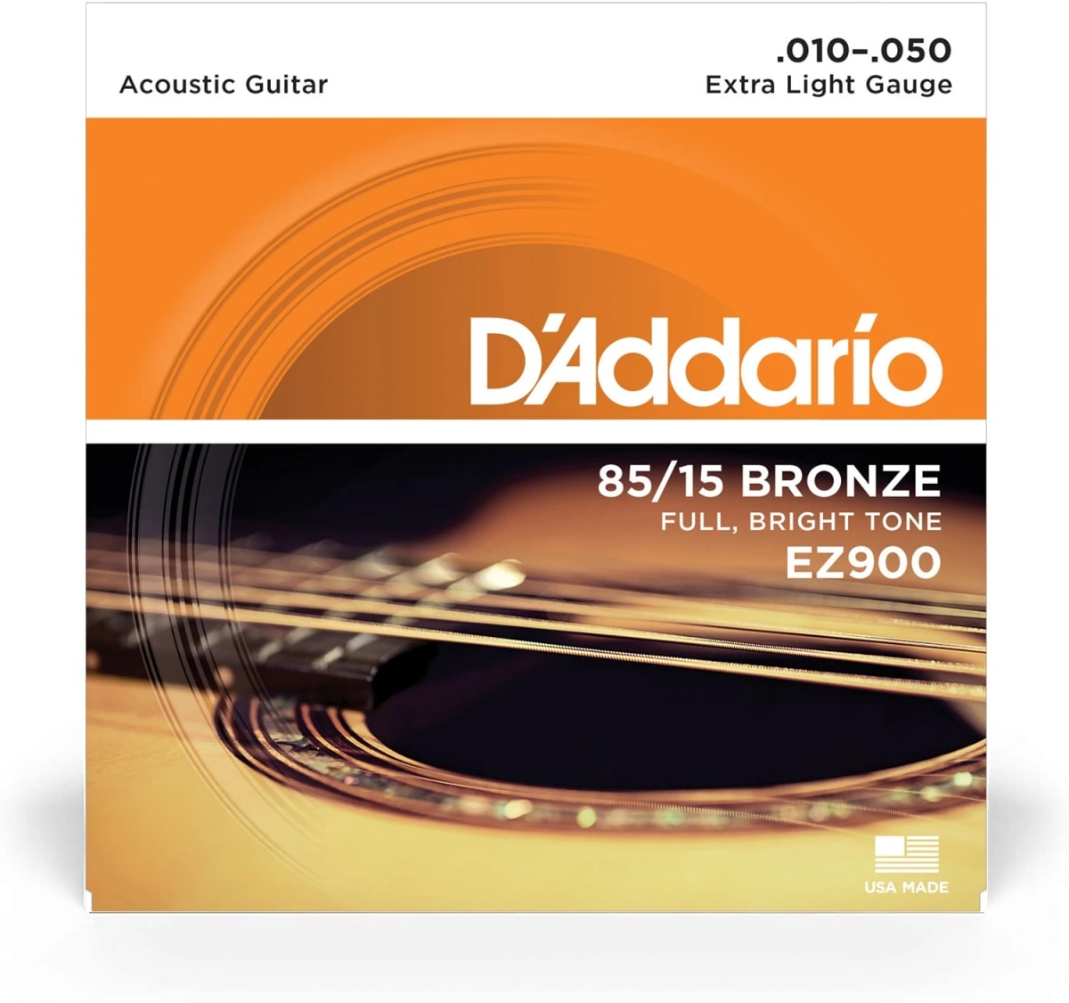 Set Cuerdas Guitarra Acústica D'Addario EZ900, 10-50 Extra Light 85/15