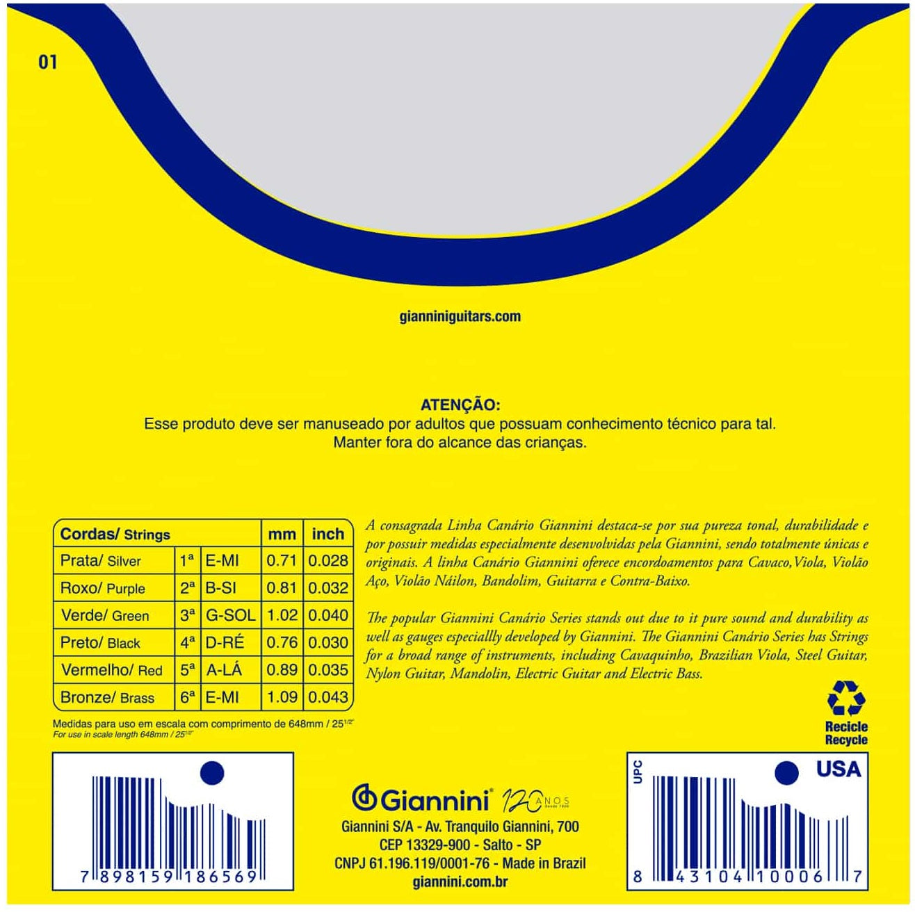 Set Cuerdas Guitarra Clásica Giannini Canario GENW, Medium Tension