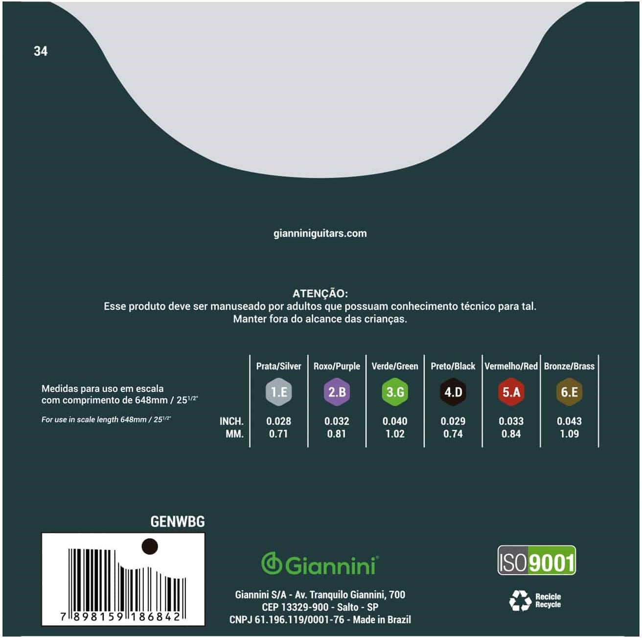 Set Cuerdas Guitarra Clásica Giannini MPB GENWBG, Medium Tension