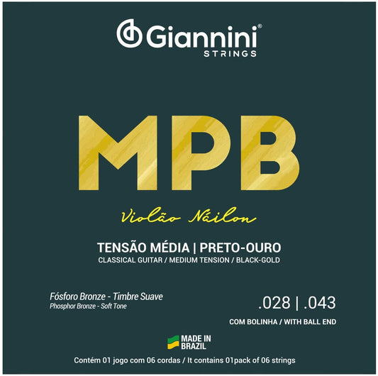 Set Cuerdas Guitarra Clásica Giannini MPB GENWBG, Medium Tension