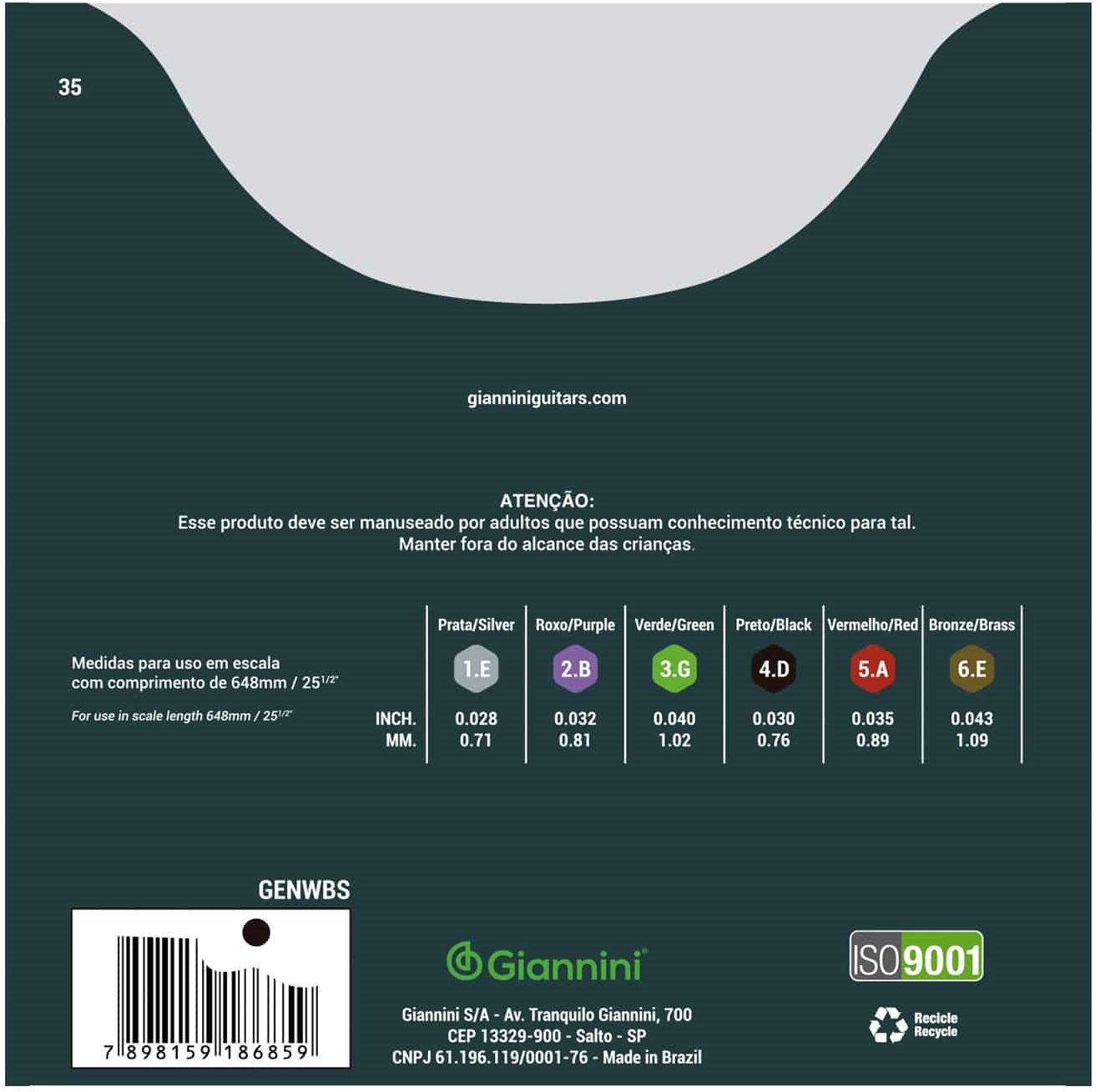 Set Cuerdas Guitarra Clásica Giannini MPB GENWBS, Medium Tension