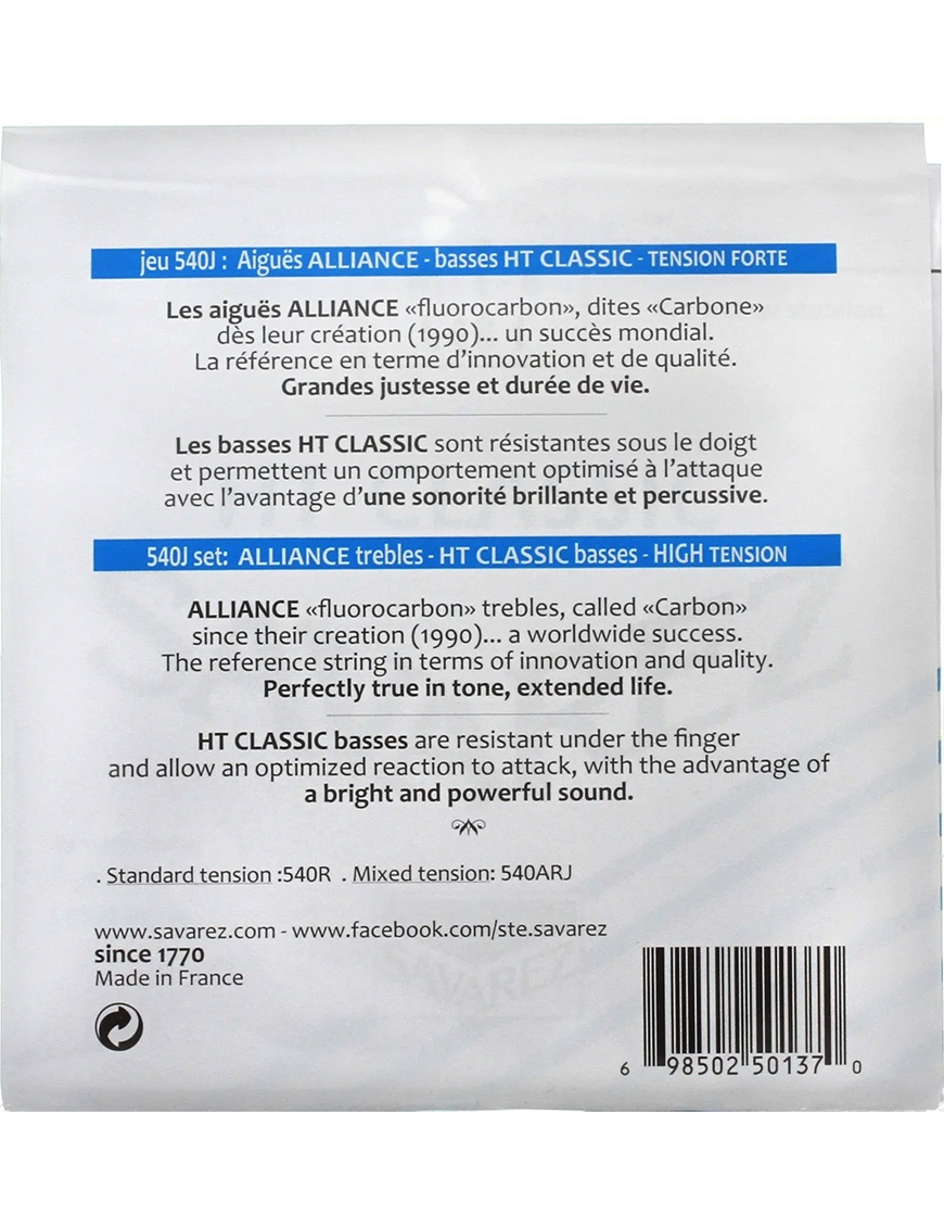 Set Cuerdas Guitarra Clásica Savarez 540J, High Tension