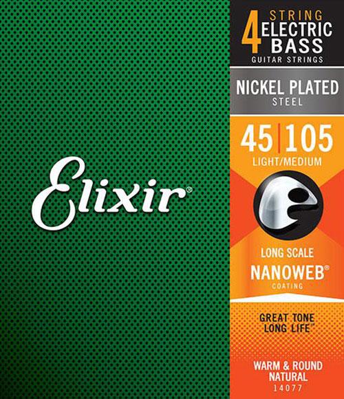 Set Cuerdas Bajo Eléctrico Elixir 14077, 045-105 Cuatro Cuerdas