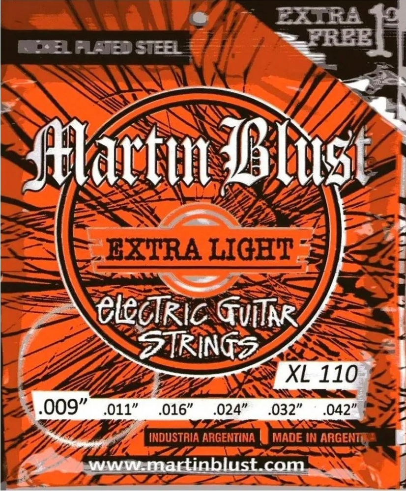 Set Cuerdas Guitarra Eléctrica Martin Blust XL110, 9-42 Super Light
