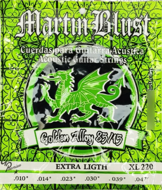 Set Cuerdas Guitarra Acústica Martin Blust XL220, 10-47 Extra Light 85/15