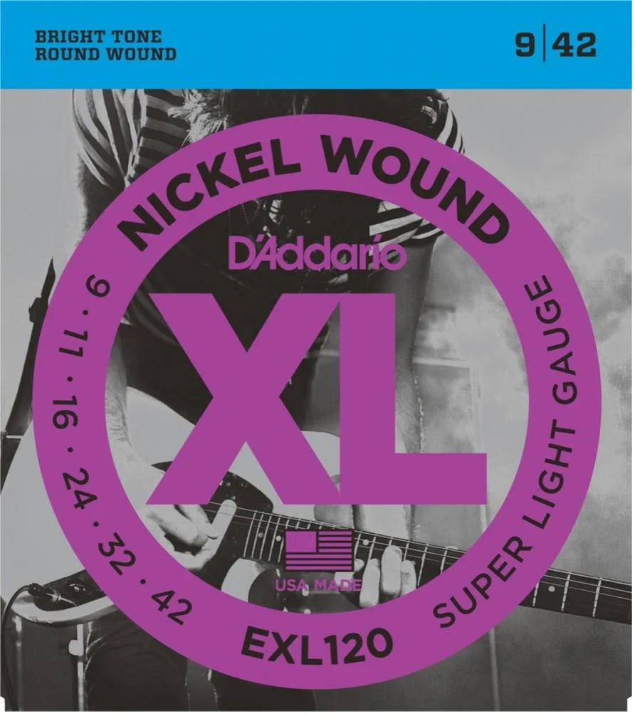 Set Cuerdas Guitarra Eléctrica D'Addario EXL120, 9-42 Super Light