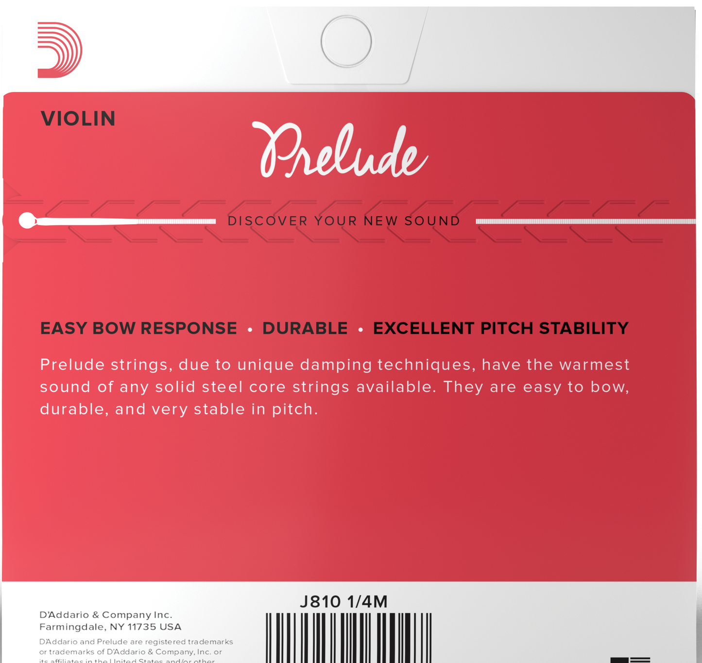 Set Cuerdas Violín D'Addario Prelude J810 4/4M