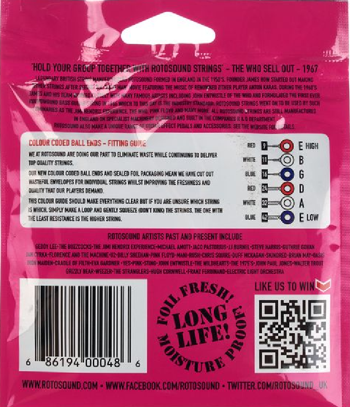 Set Cuerdas Guitarra Eléctrica Rotosound R9, 9-42 Super Light