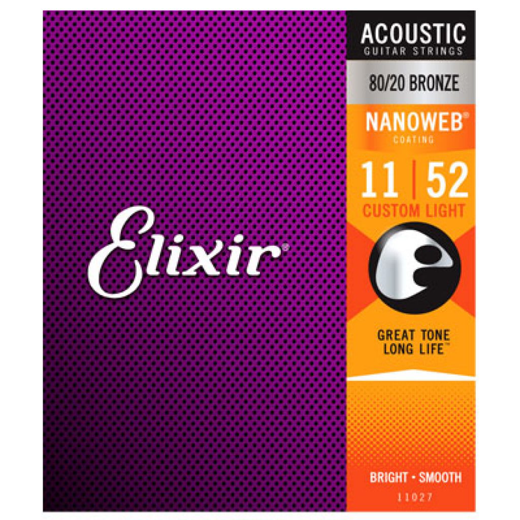 Set Cuerdas Guitarra Acústica Elixir 11027, 11-52 Light 80/20