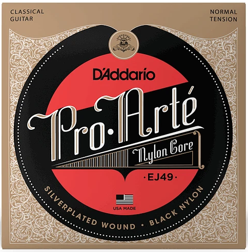 Set Cuerdas Guitarra Clásica ProArté EJ49, Medium Tension, Black Nylon
