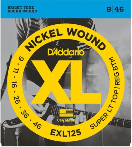 Set Cuerdas Guitarra Eléctrica D'Addario EXL125, 9-46 Custom Light